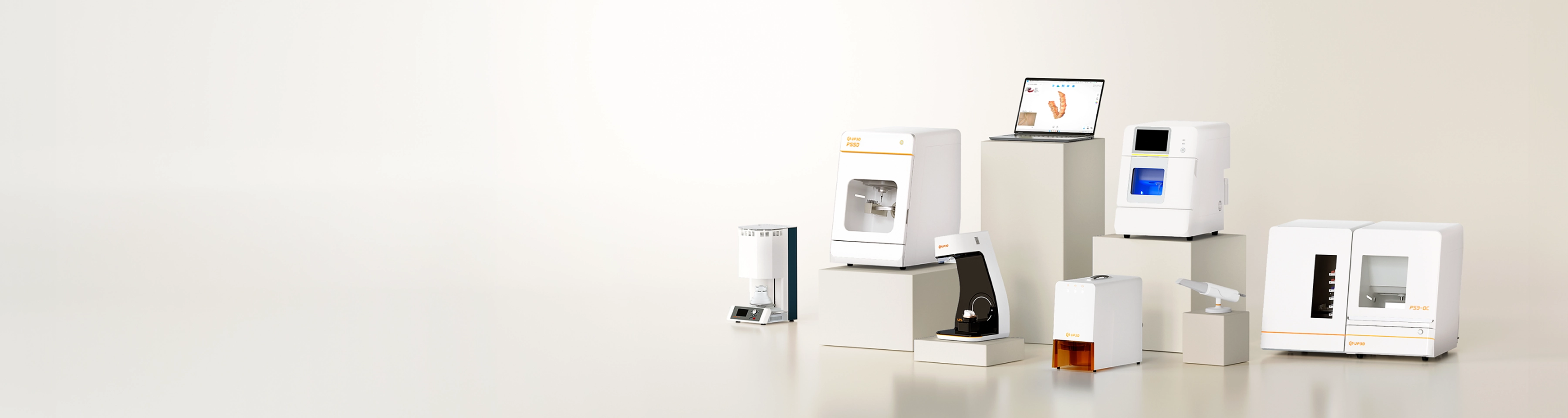 Download UP3D dental CAD/CAM brochures including milling machines, intraoral scanners, lab scanners, and software solutions for digital dentistry